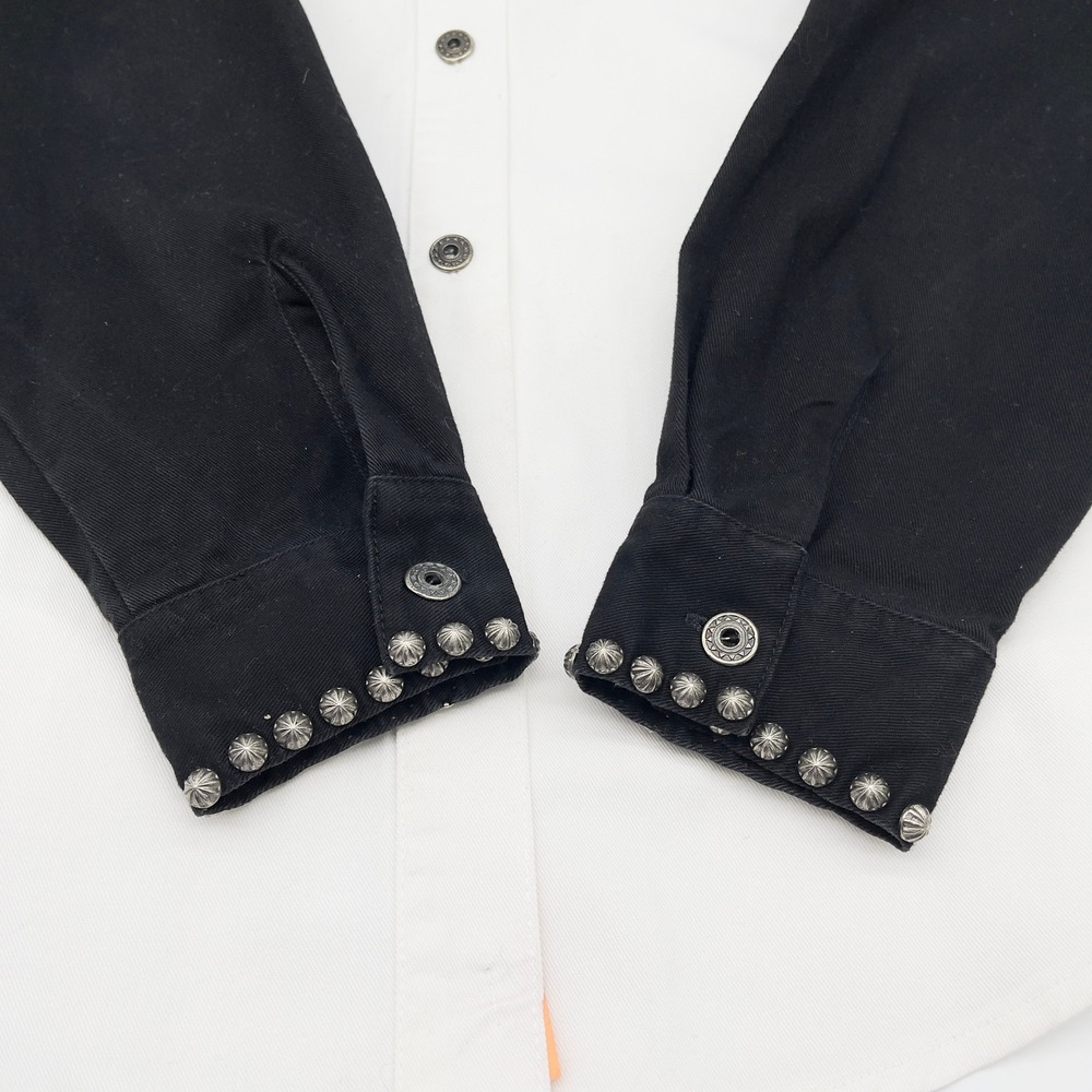 Vintage San Angelo Women Western Shirt M Black White Studded Cowgirl Rodeo Ranch - Picture 8 of 10